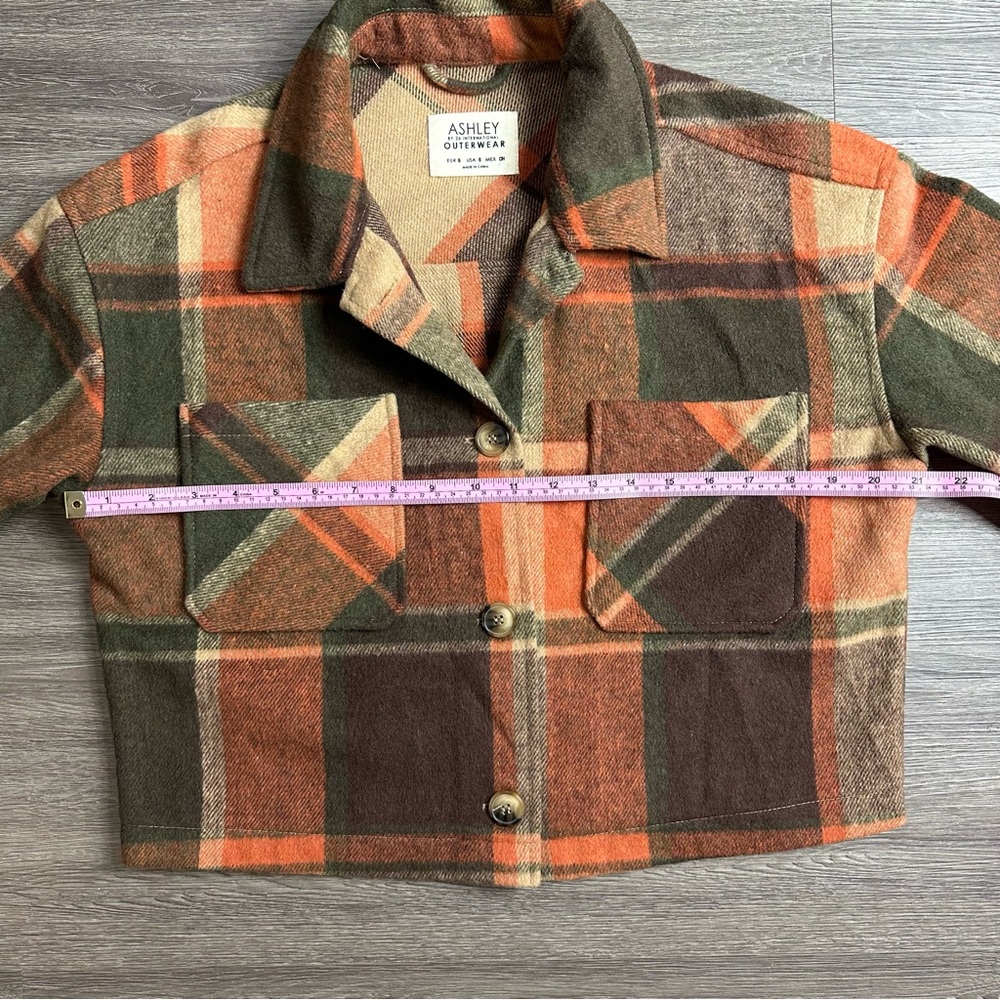 Plaid Cropped Jacket in Orange and Brown - Picture 4 of 5